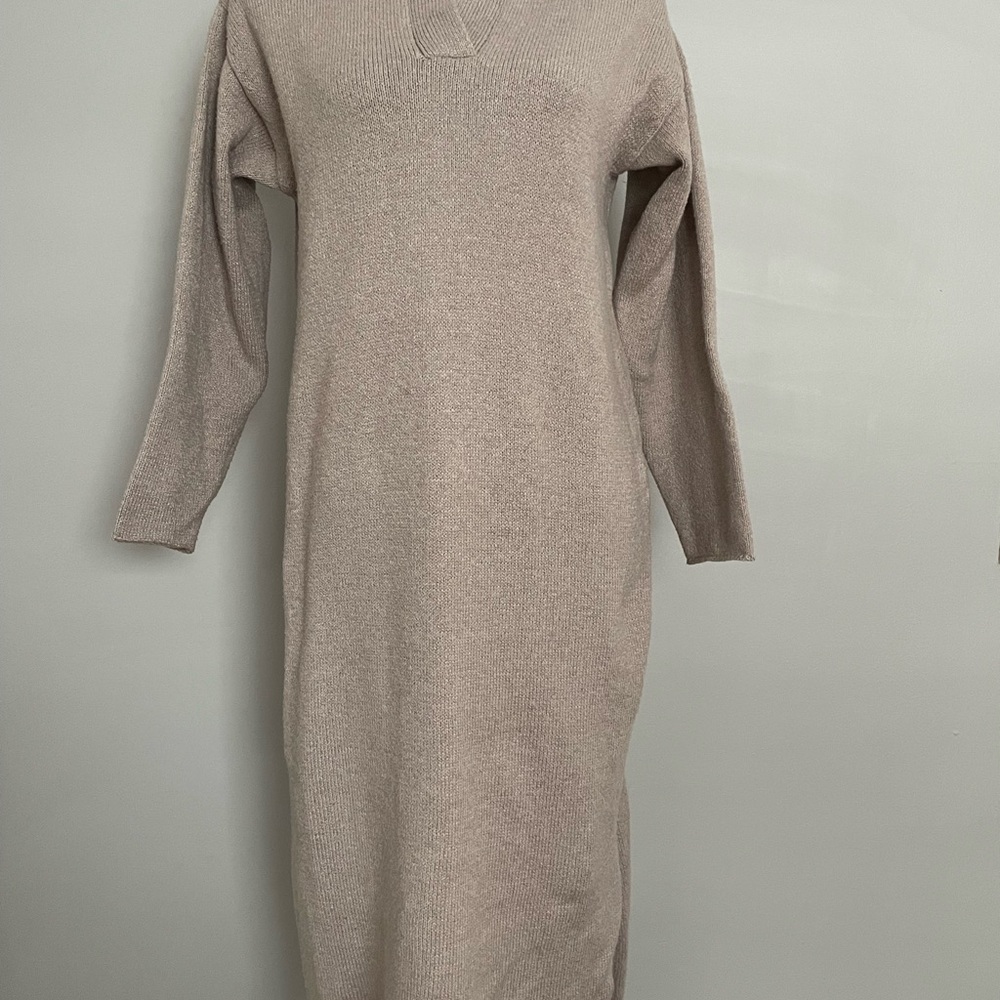 Lush Taupe Long Sleeve Dress